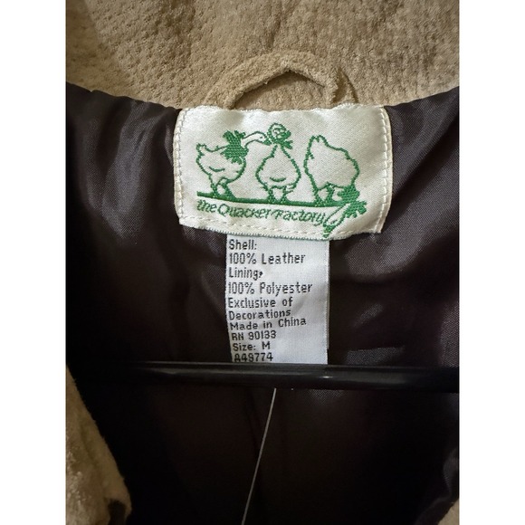 Suede Leather Jacket The Quacker Factory Embroidered Safari Size M - Picture 5 of 14
